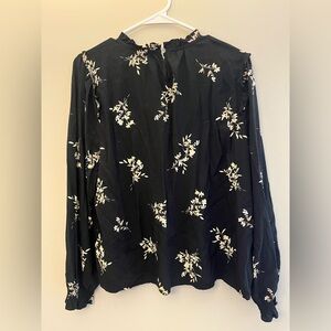 J. Crew Black Floral Blouse